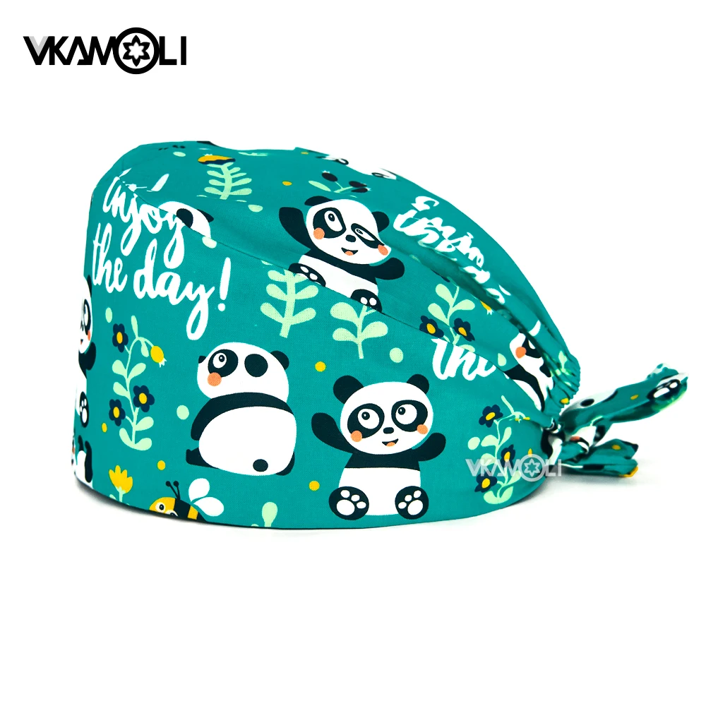 Medical Health Lab - Topi scrub cetak panda katun 100%